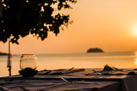 Outdoor - Dinner on the beachの写真素材
