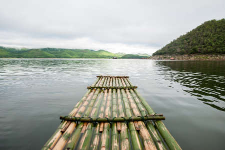 View when you are rafting on Srinakarin dam at Kanchanaburi, Thailand
