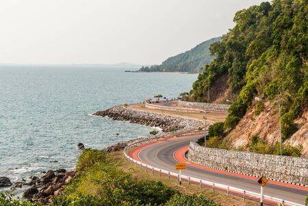 Chaloem Burapha Chonlathit roadside along the sea in Chantaburi, Thailandの写真素材