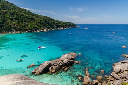 Beautiful seascape from Similan island No.8 viewpoint in Similan National Parkの写真素材