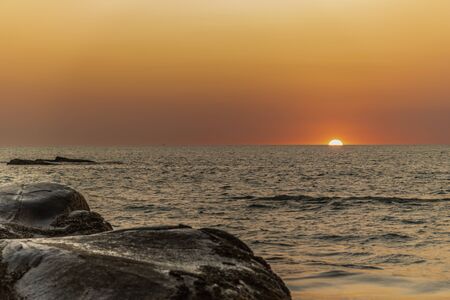 Sunset over the Andaman Sea from Khao Lak, Phangnga, Thailandの写真素材