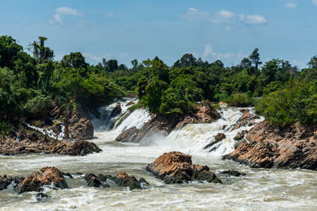 khon phapheng falls at Champasak Province on the Mekong River in southern Laos.の写真素材