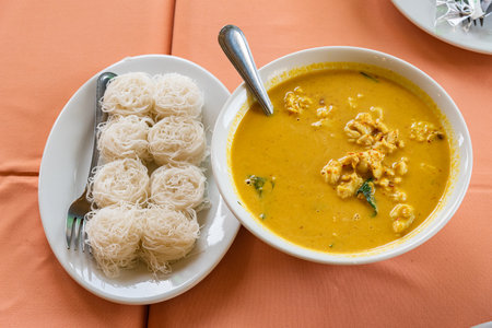 Betel leaves and Crab in Coconut Curry. one of famous cuisine in Thailand.の写真素材