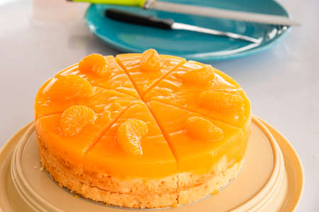 Freshly baked homemade orange cakeの写真素材