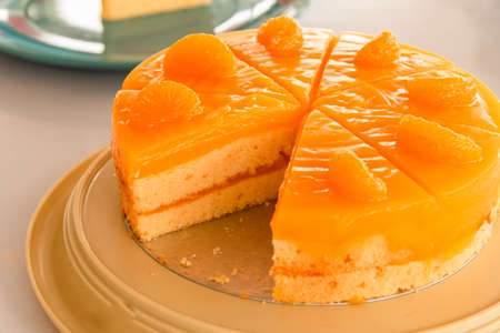 Freshly baked homemade orange cakeの写真素材
