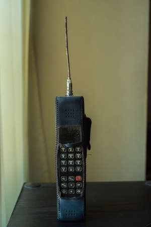 decorate shelf by old mobile phone.の写真素材