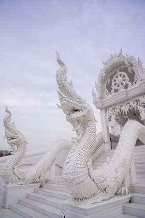 Wat Bueng Latthiwan. White temple in Ayutthaya, Thailand.の写真素材