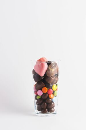 Assortment of chocolate in a glassの写真素材