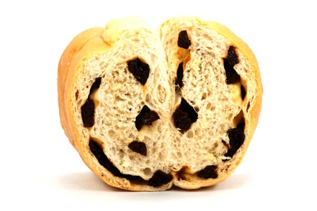 RAISIN BREAD ISOLATED ON WHITE BACKGROUND
