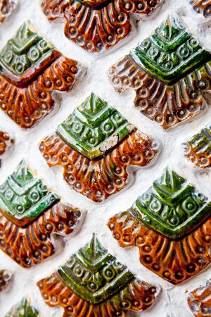 naga scale pattern in wat phra kaew, chiangrai, thailandの写真素材