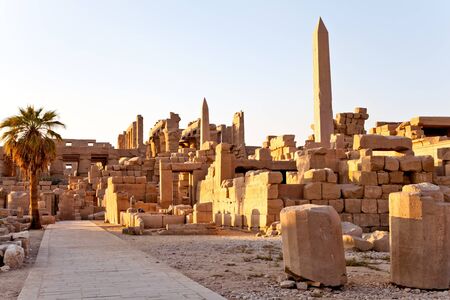 karnak temple in the evening, luxor, egyptのeditorial素材