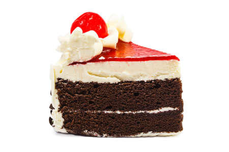 Chocolate cake isolated on white backgroundの写真素材