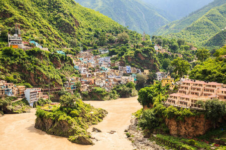 Village at the bank of ganges river after heavy rain