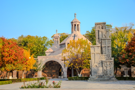 Baptisterium at Etchmiadzin Cathedral and Genocide Memorial Monument in Echmiadzin, Armeniaの写真素材