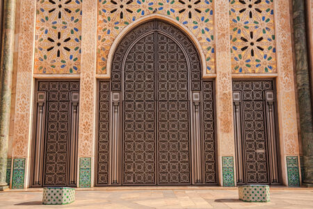 Gate of Hassan II Mosque in Casablanca, Moroccoのeditorial素材