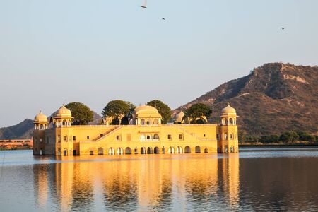 Waterpalace at Man Sagar Lake in Jaipur, Rajasthan, Indiaのeditorial素材