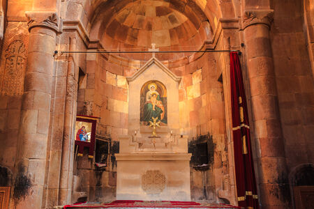 The decoration at altar Inside of Noravank Monasteryのeditorial素材