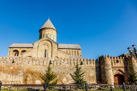 View of the famous Svetitiskhoveli Cathedral in Mtskheta, Georgia