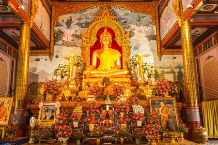 Seated Buddha Statue in Wat Maepang, Maehongsorn, Thailandのeditorial素材
