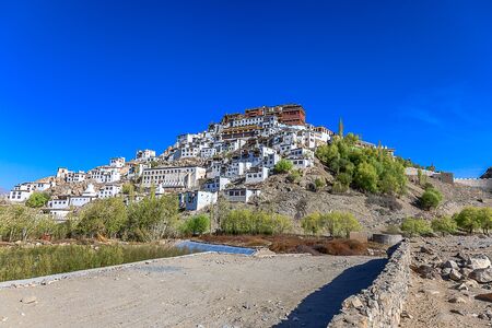 Thiksey Monastery the ancient buddhist temple in leh Ladakh Region Indiaの写真素材