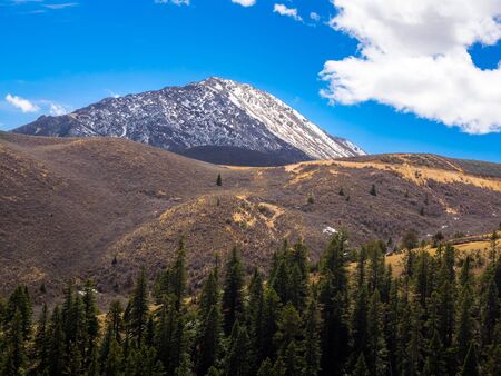 View of mountain covered with snow in Sichuan, China