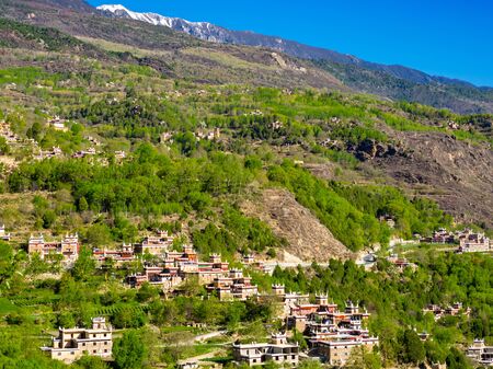 View of Jaiju Tibetan Village in Sichuan, Chinaの写真素材