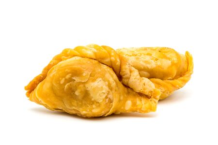 Delicious Curry Puffs isolated on white backgroundの写真素材