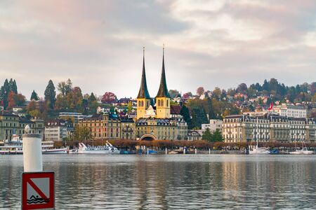 View of the old town Lucerne in Switzerlandの写真素材