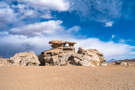 Volcanic rock formation in Uyuni National Park. Uyuni, Boliviaの写真素材