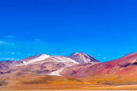 View of the beautiful mountain against the blue sky in Salvador Dali Desert Uyuni,Bolivia