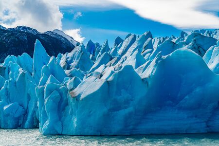 Beautiful blue Iceberg of Glacier Grey on Lake Grey at Torres del Paine National Park in Southern Chilean Patagonia, Chileの写真素材