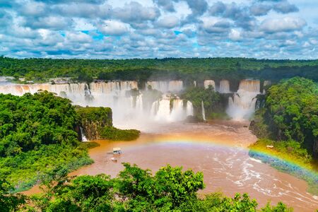 View of the famous Iguazu falls in Iguazu National Park Argentina from Brazil sideの写真素材