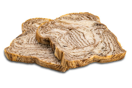 View of fresh sliced chocolate danish bread isolated on white background with clipping path.