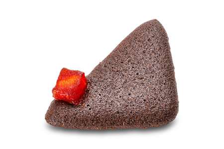 High angle view of single delicious homemade dry brownie crackrer isolated on white background with clippingpath.の写真素材