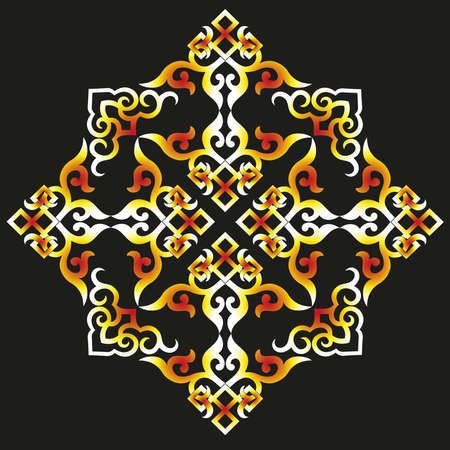 vector oriental chinese ornament, asian traditional pattern, floral vintage element, cut silhouette,...