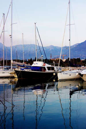 yacht in the sea portのeditorial素材