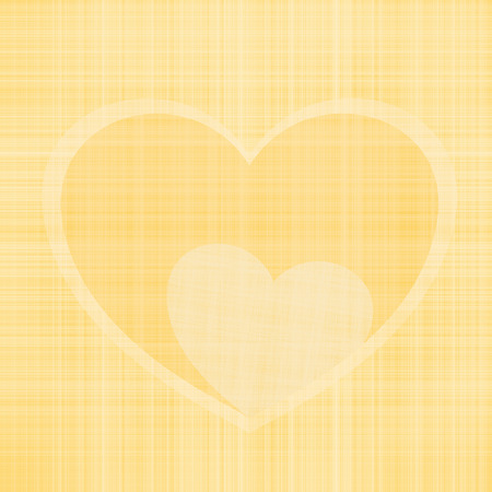 Illustration of Valentine's day small heart resting inside a large heart of twisted threads in yellow light colorsの写真素材
