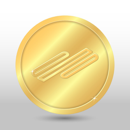 Gold vector signatum coin on a gray background. Virtual currencyのイラスト素材
