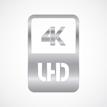 4K Ultra HD format silver and cut icon. Pure vector illustration on white backgroundのイラスト素材