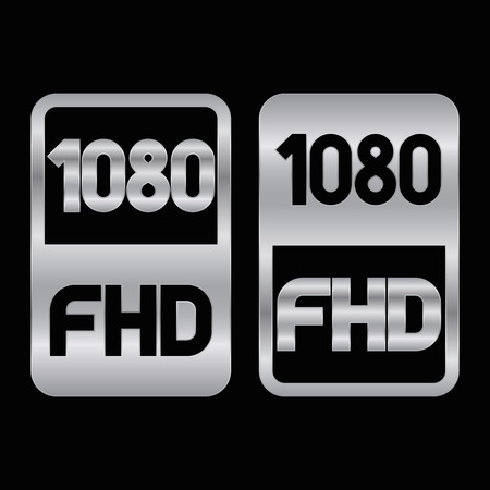 1080 Full HD format silver icon. Pure vector illustration on black backgroundのイラスト素材