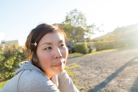 Women look into the distanceの写真素材
