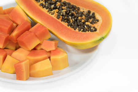 Papaya on white background isolated.の写真素材