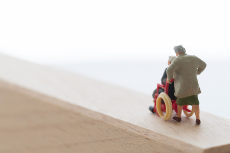 Old couple of the wheelchairの写真素材