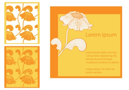 Ccards collection, floral design, vector illustration in yellow colorsのイラスト素材
