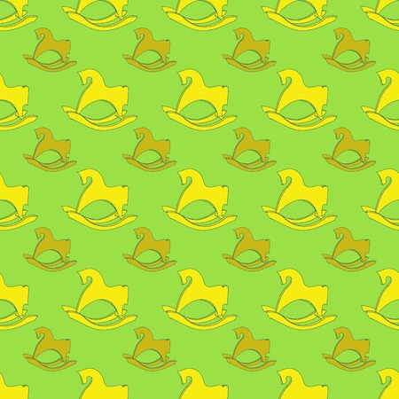 Seamless pattern postcard with horse rocking toy. Rocking horse.のイラスト素材