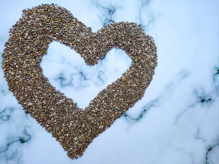 chia seeds on white backgroundの写真素材