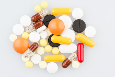 Many different tablets on the table closeup