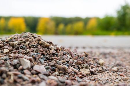 Gravel on the background of natural forestの写真素材