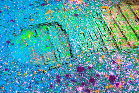 Shoe print on colorful background. Closeupの写真素材