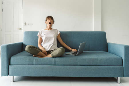 Woman working from homeの写真素材